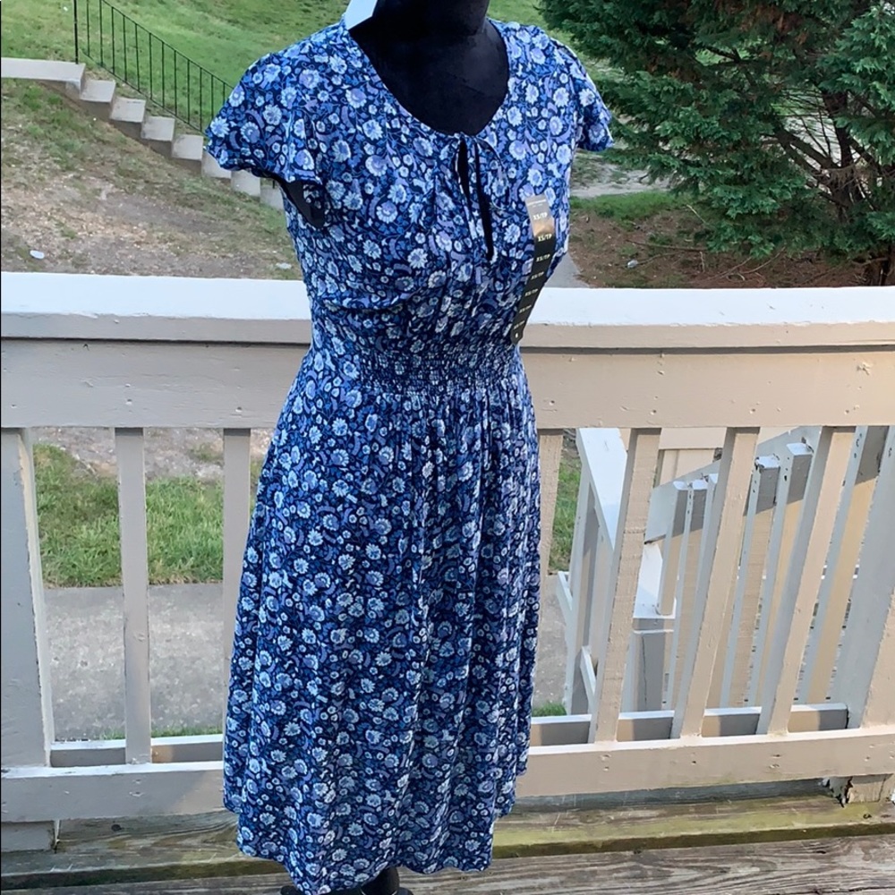Lucky Brand Olivia Floral-Print Shirred Dress XS - Picture 6 of 7